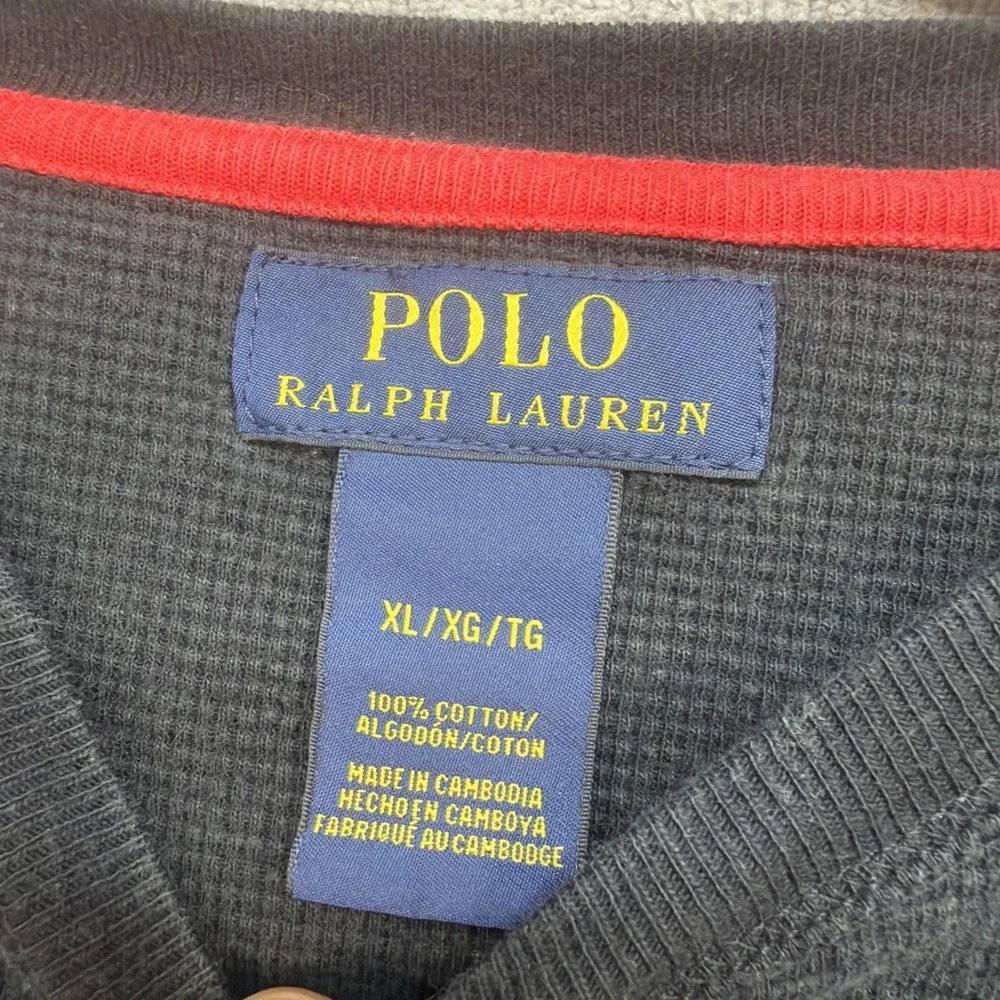 Polo Ralph Lauren Waffle Knit Thermal Shirt Mens XL Black‎ Long Sleeve